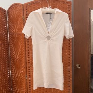 Zara white dress with metal ring detail